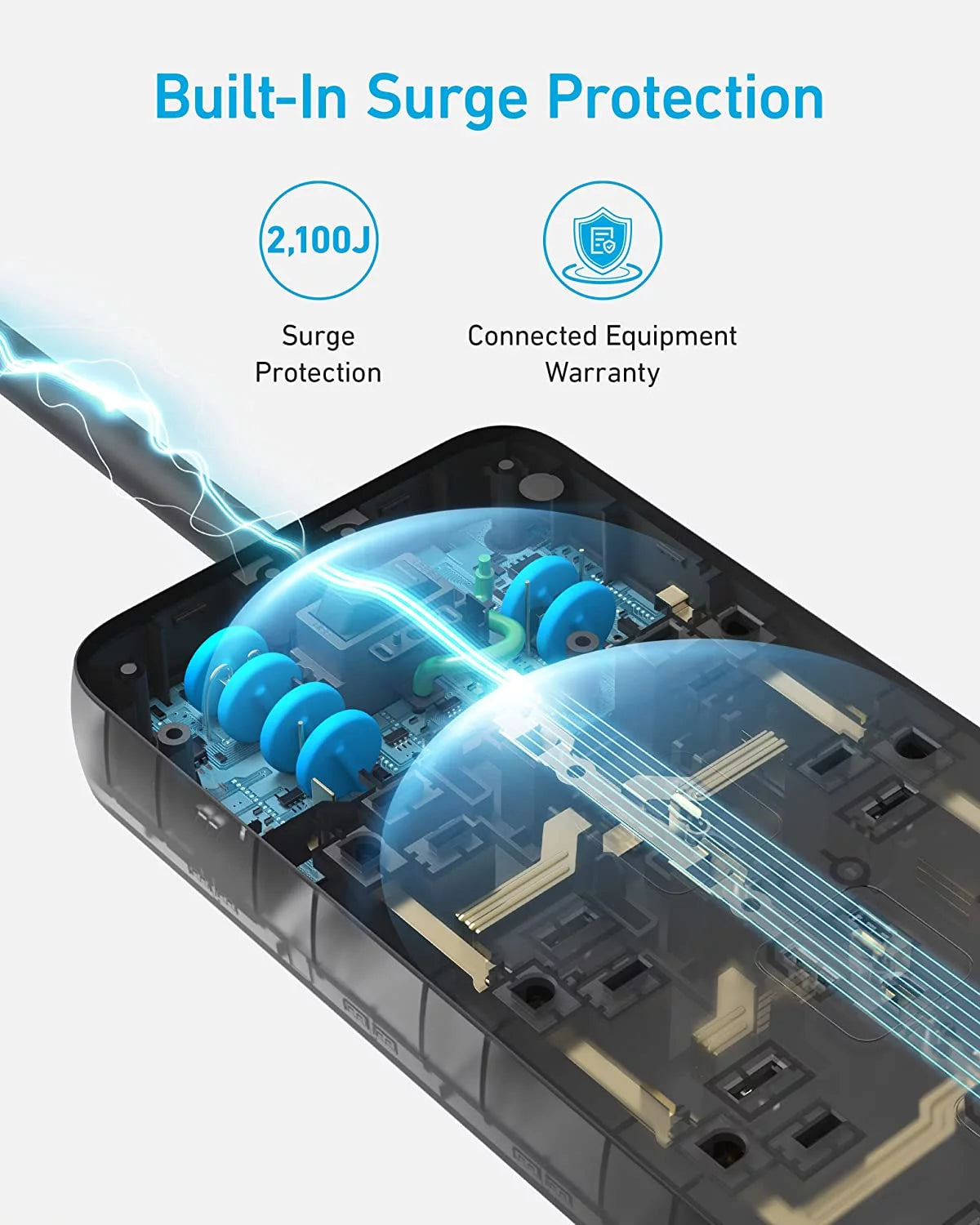 Power Strip Surge Protector 12 Outlets 2 USB A 1 USB C 5ft Extension Cord Y6248