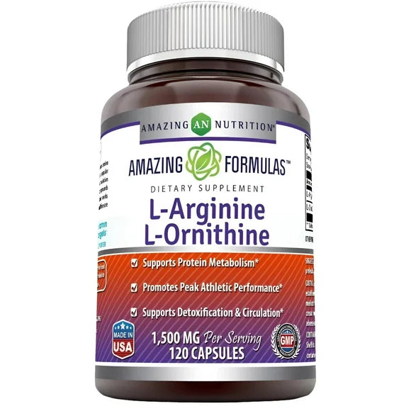 L-Arginine L-Ornithine 1500 mg 120 Capsules Supplement H188