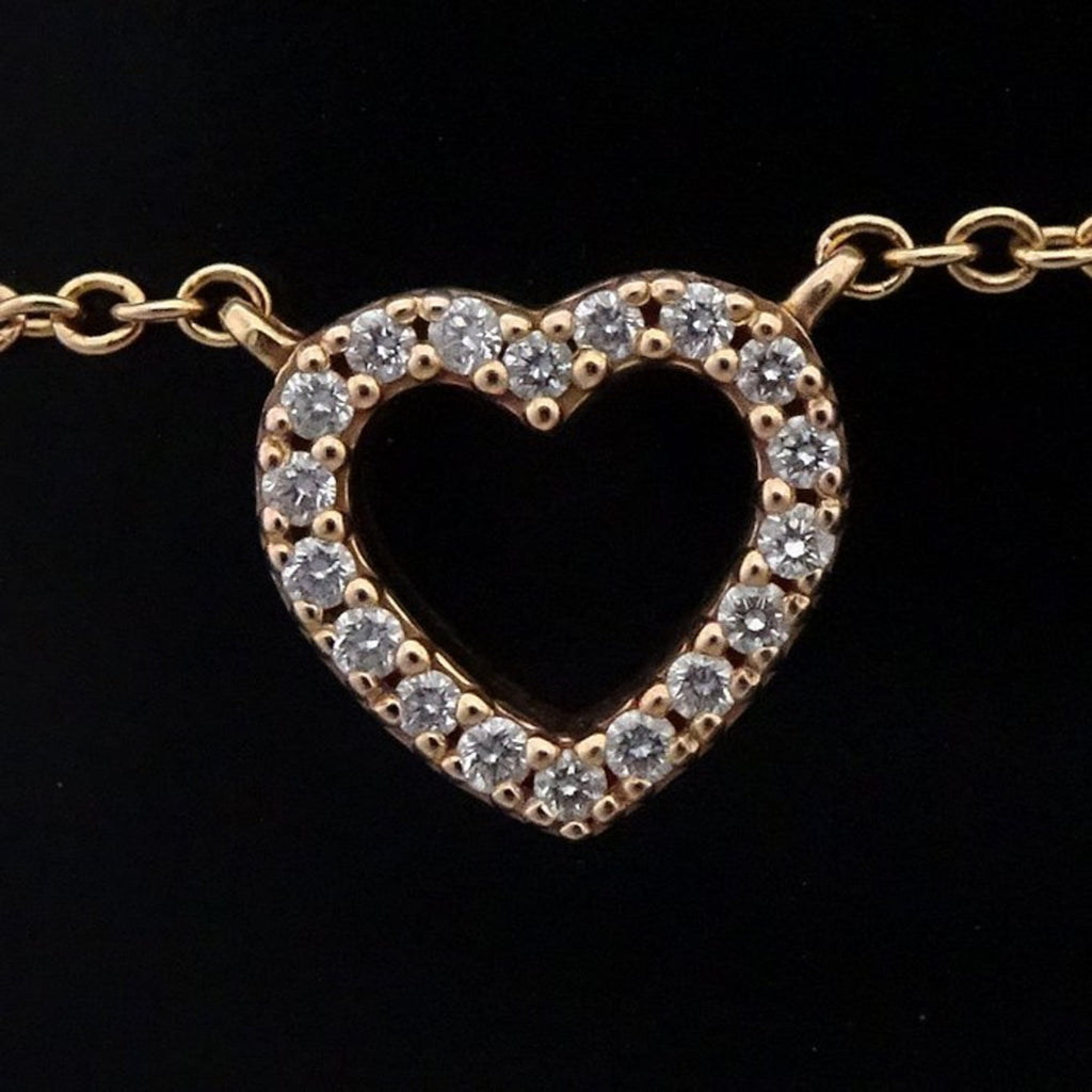 Tiffany Metro Heart Necklace Diamond Pink Gold Rose R990309