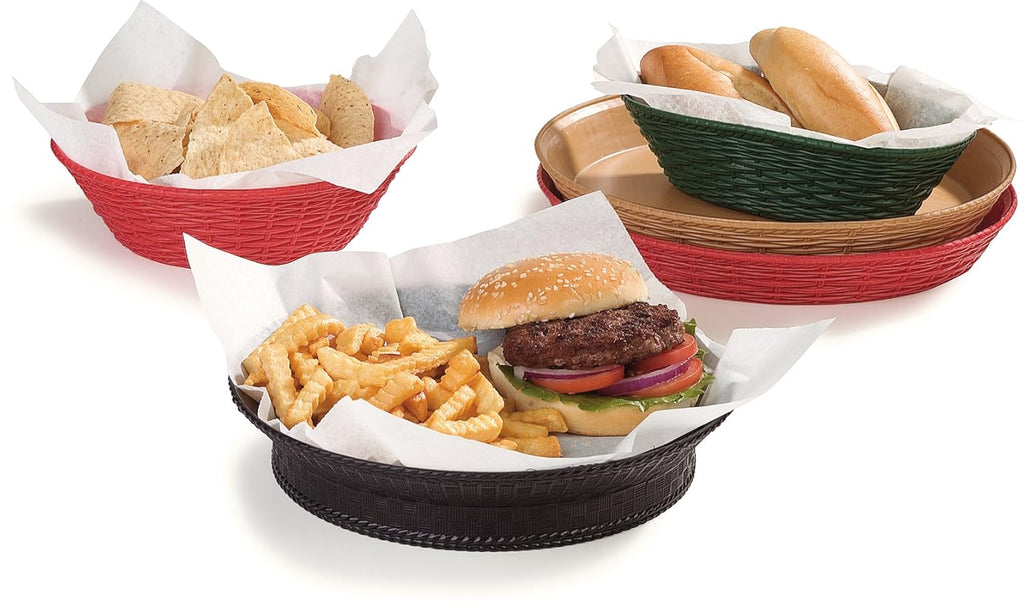 Oval Serving Basket, 9" x 6", Green, Pack of 12 O52877