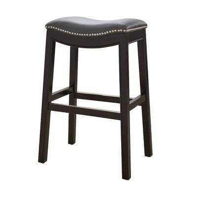 30-Inch Gray Fabric Saddle Seat Bar Stool with Solid Wood Frame Y8545