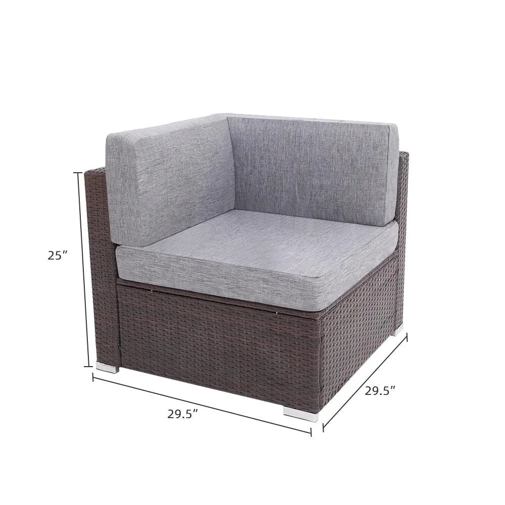 5 Pieces PE Wicker Rattan Corner Sofa Set C524