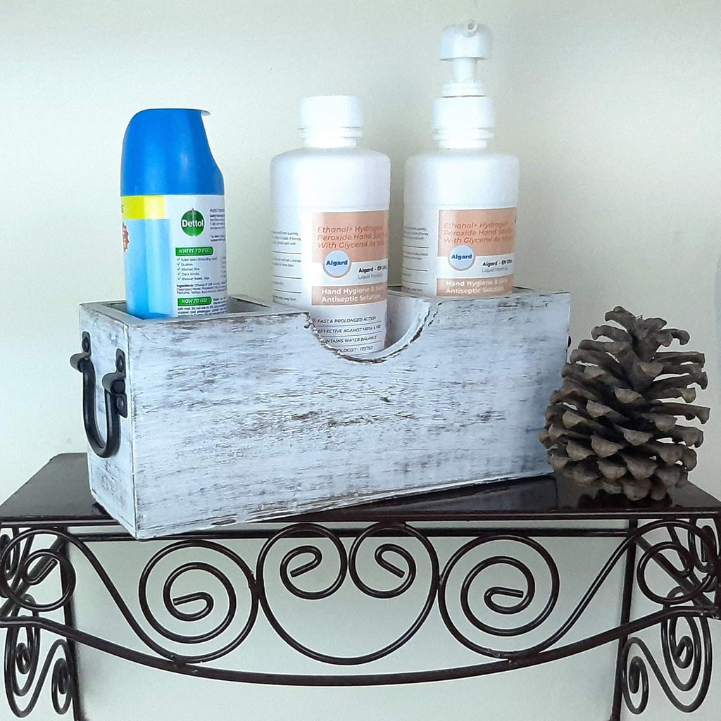 White Wood Silverware Holder Caddy L64019