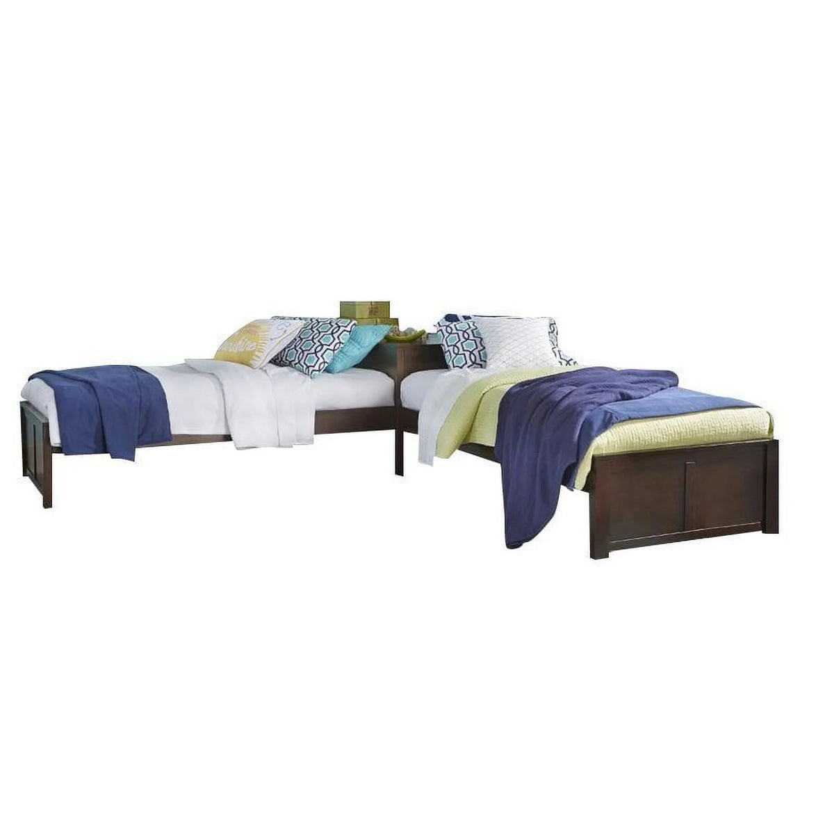 Wood Twin L Shaped Bed Y72689
