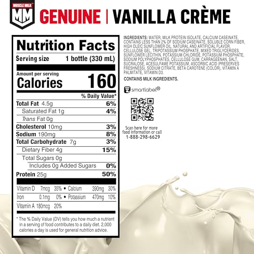 Vanilla Creme Protein Shake, 11.16 Fl Oz, 12 Pack, 25g Protein, Zero Sugar U91791