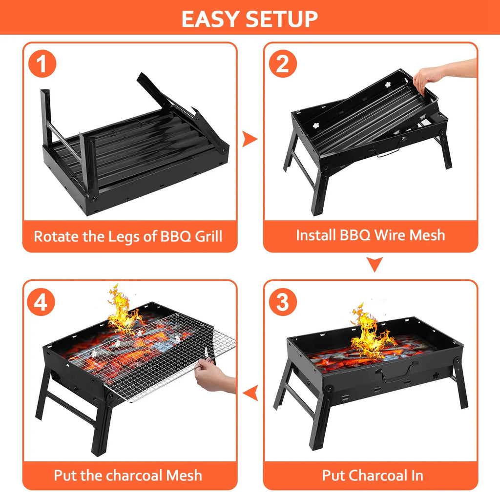 Charcoal Grill Portable Folding Stainless Steel Grill Z65380