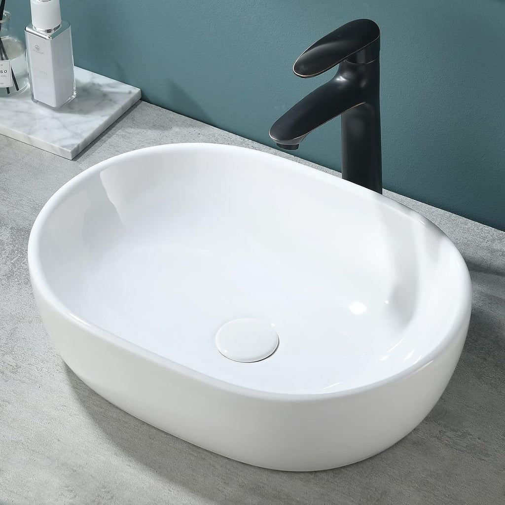 Modern Oval White Porcelain Ceramic Bathroom Vessel Sink N2220