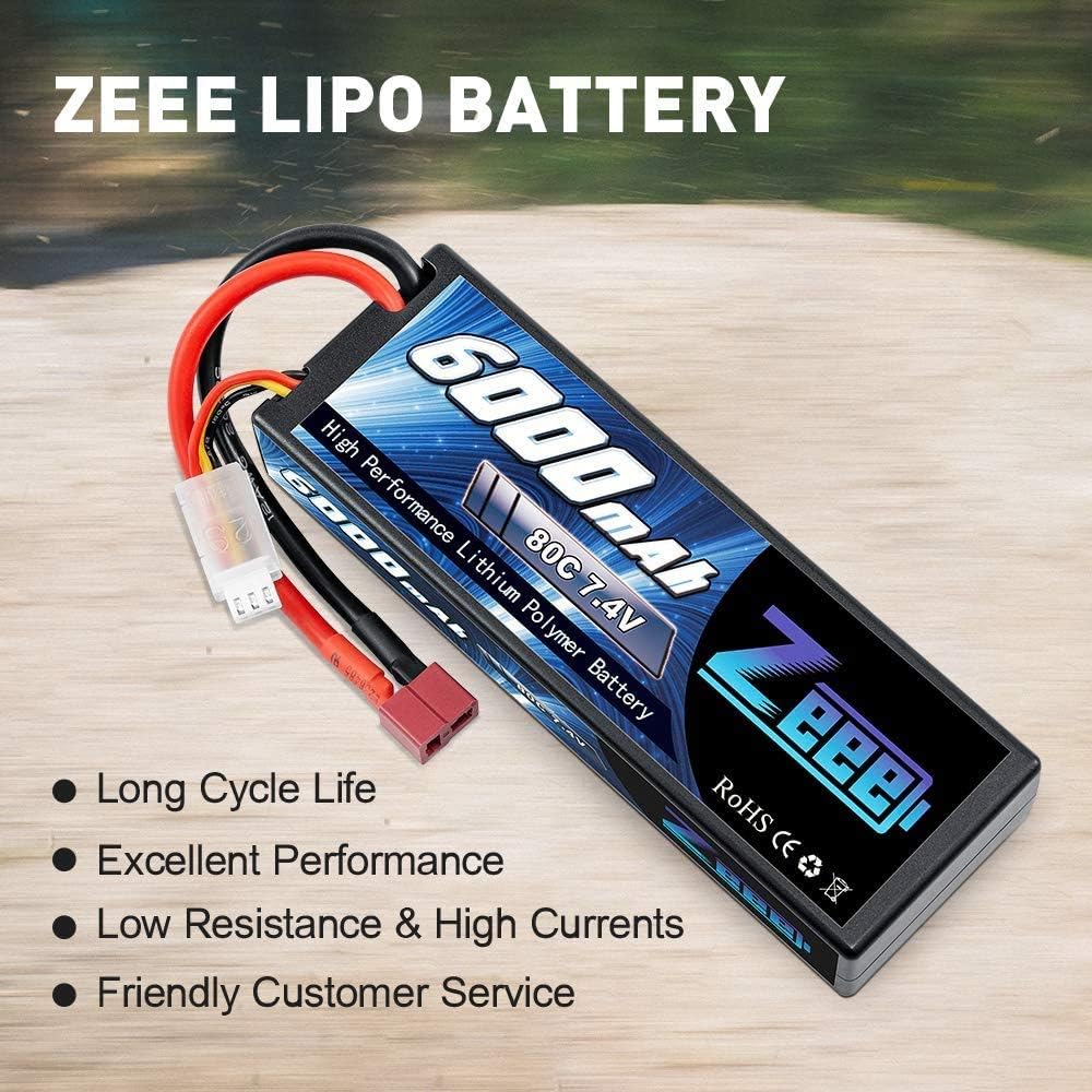 6000mAh 80C 2S 7.4V Hardcase Lipo Battery with Deans Connector (2 Pack) U952