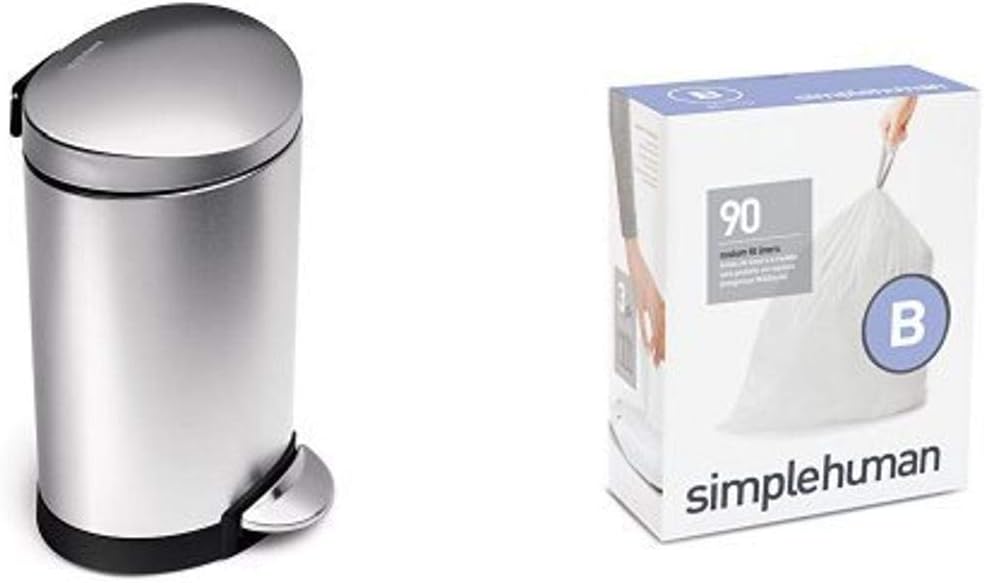 6 litre semi-round step can fingerprint-proof brushed stainless steel C621256