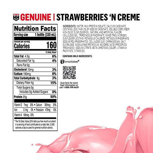 Vanilla Creme Protein Shake, 11.16 Fl Oz, 12 Pack, 25g Protein, Zero Sugar U91791