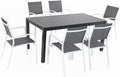 7-Piece Gray White Sling Chairs and Dining Table Outdoor Furniture R16051