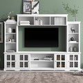 White 104" Wide Entertainment Wall Unit with Storage Cabinets and Shelves D2519