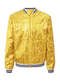 Gold 14 Girls Sparkle Bomber Flight Jacket W531