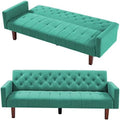 Green Linen Upholstered Convertible Sofa Bed 74" 3 Seater V892