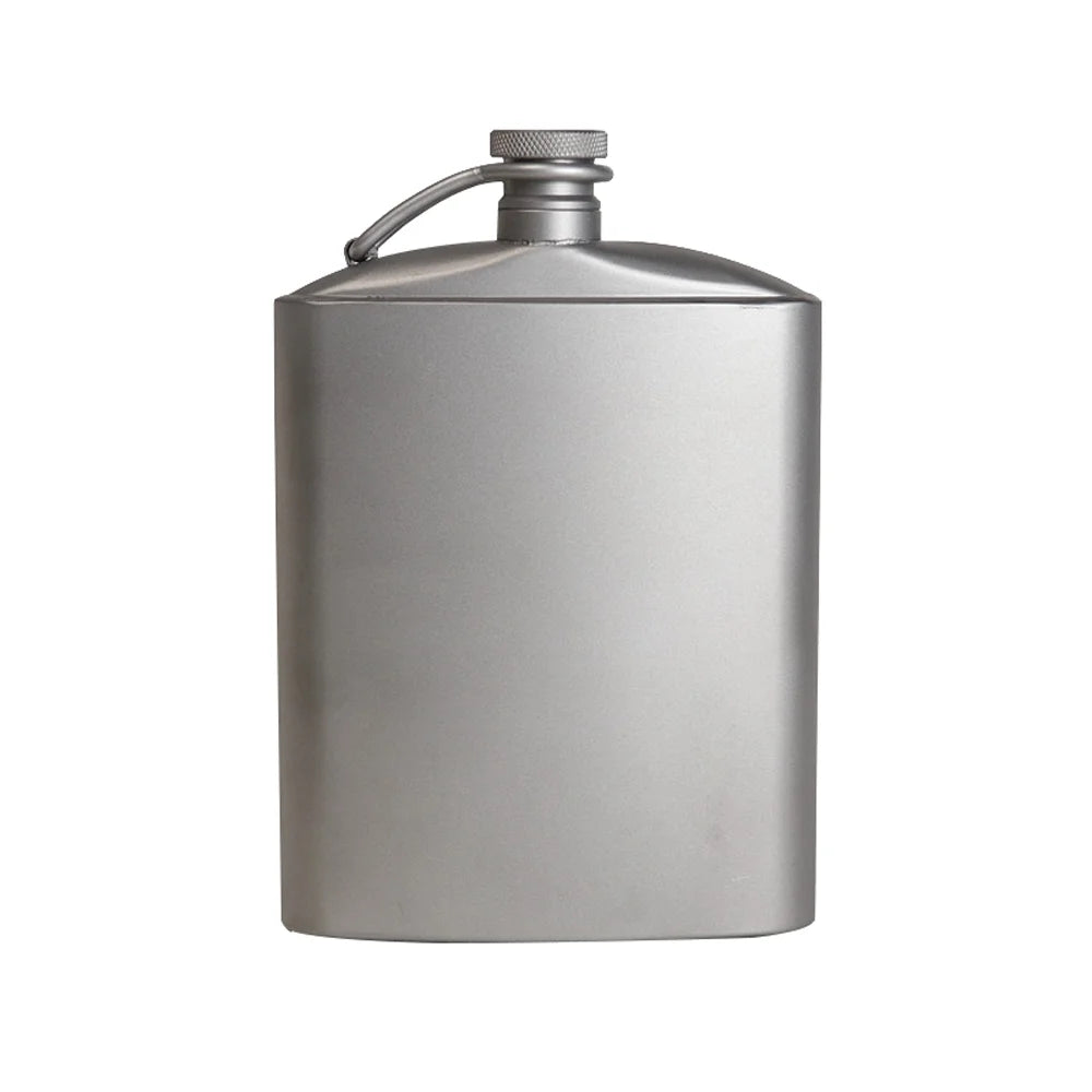 Titanium Flask Hip Flagon with Screw Clip Ultralight Hydration Flat Bottle with Ti Funnel M6108