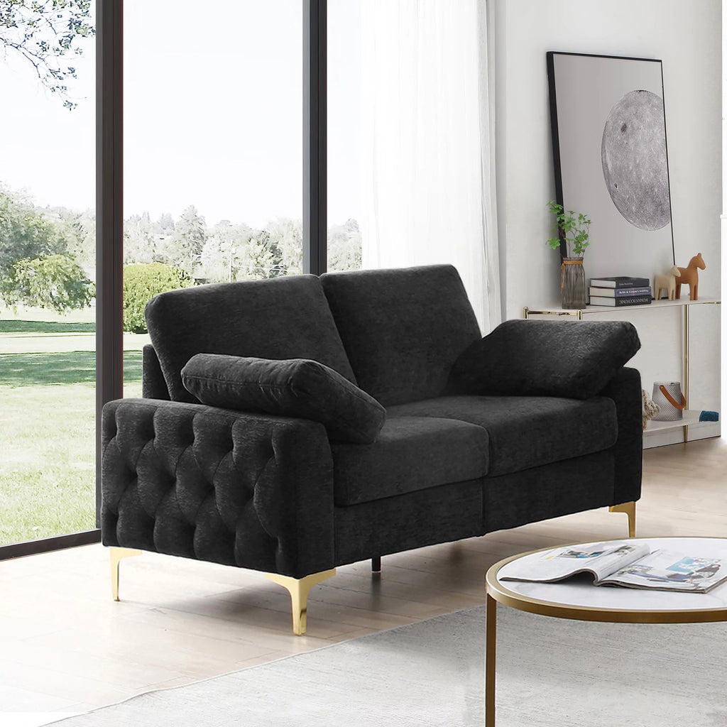 Chenille Upholstered 2 Seater Loveseat with Metal Legs J29207