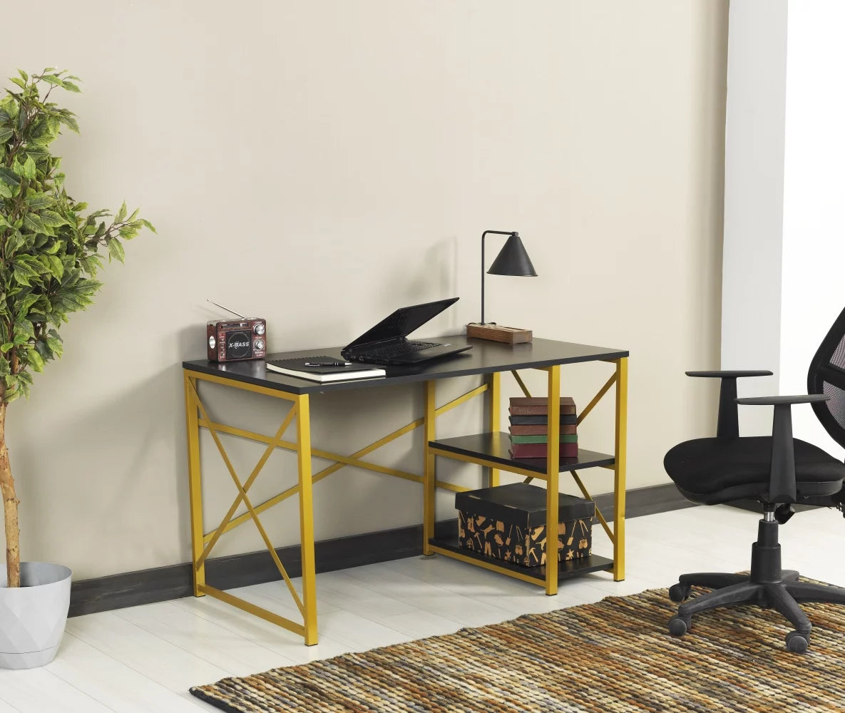 Black 47" Wooden Top Writing and Computer Desk M790