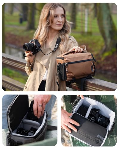 Compact Waterproof Camera Shoulder Bag with Tripod Holder, Black A394