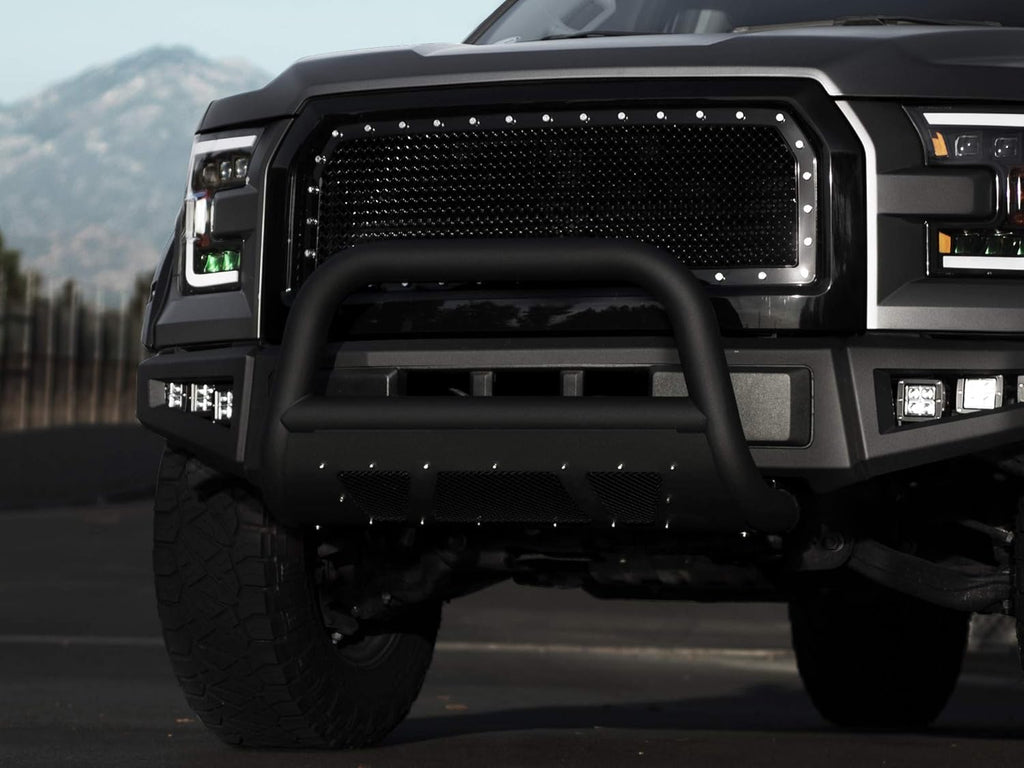 Matte Black Bull Bar with Mesh Skid Plate N9377