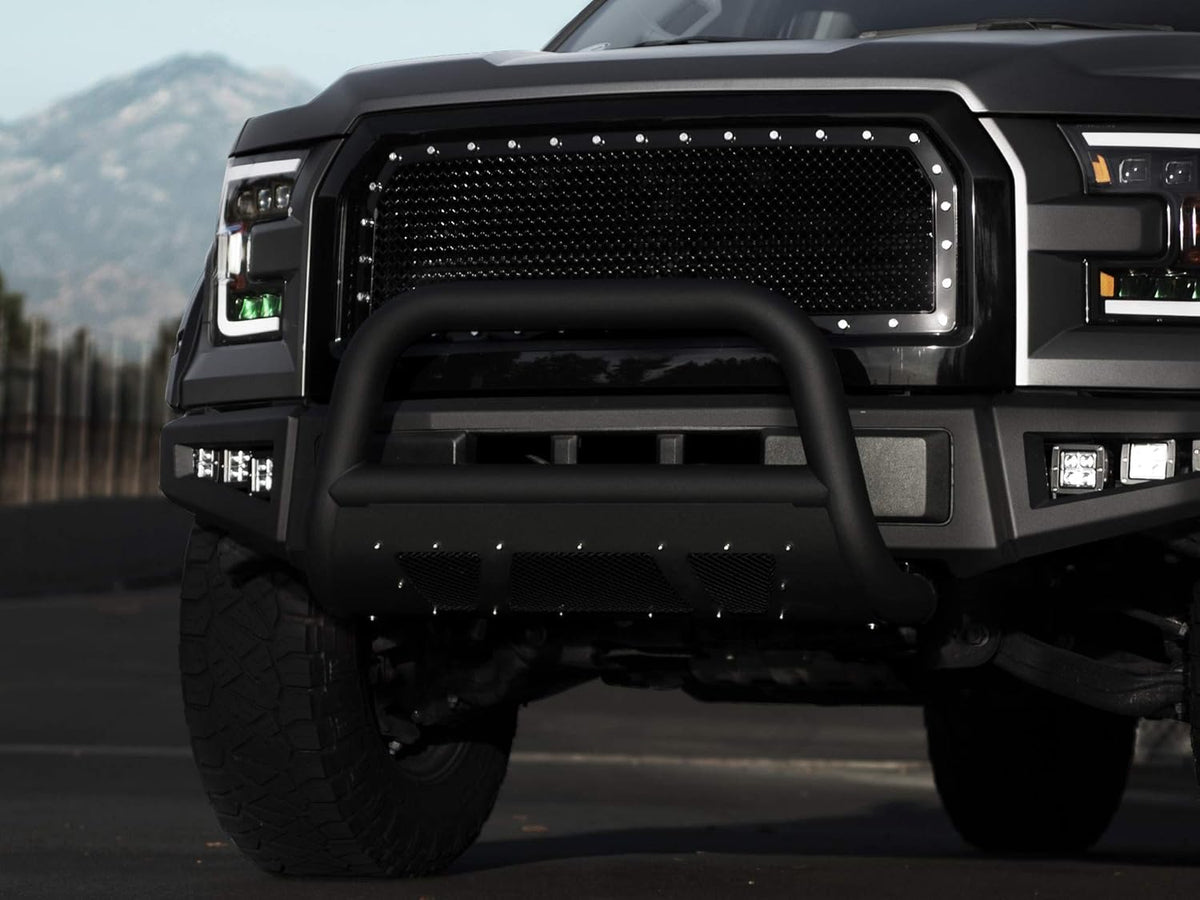 Matte Black Bull Bar with Mesh Skid Plate N9377