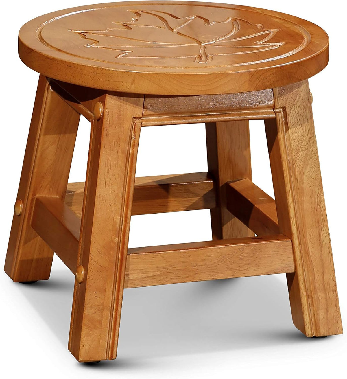 Antique White Carved Wooden Step Stool B53489