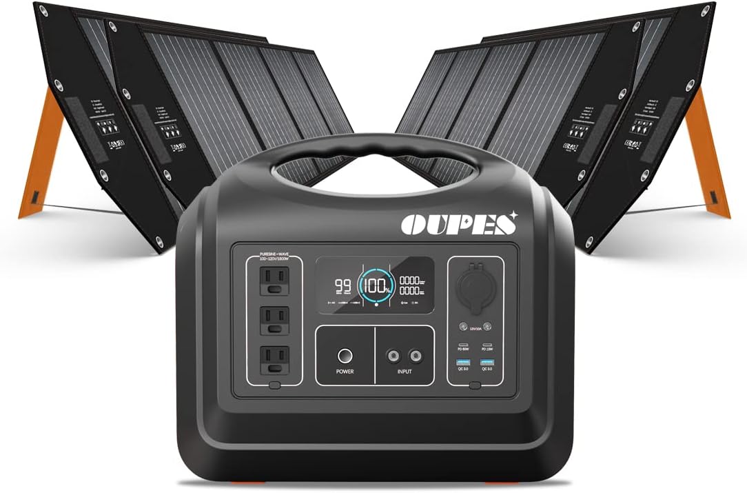 Portable Power Station LiFePO4 Battery with 2 X100W Solar Panel K322