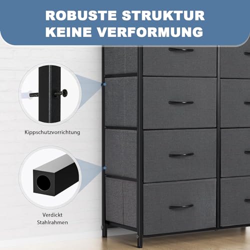 Black 6 Fabric Drawer TV Stand O3934