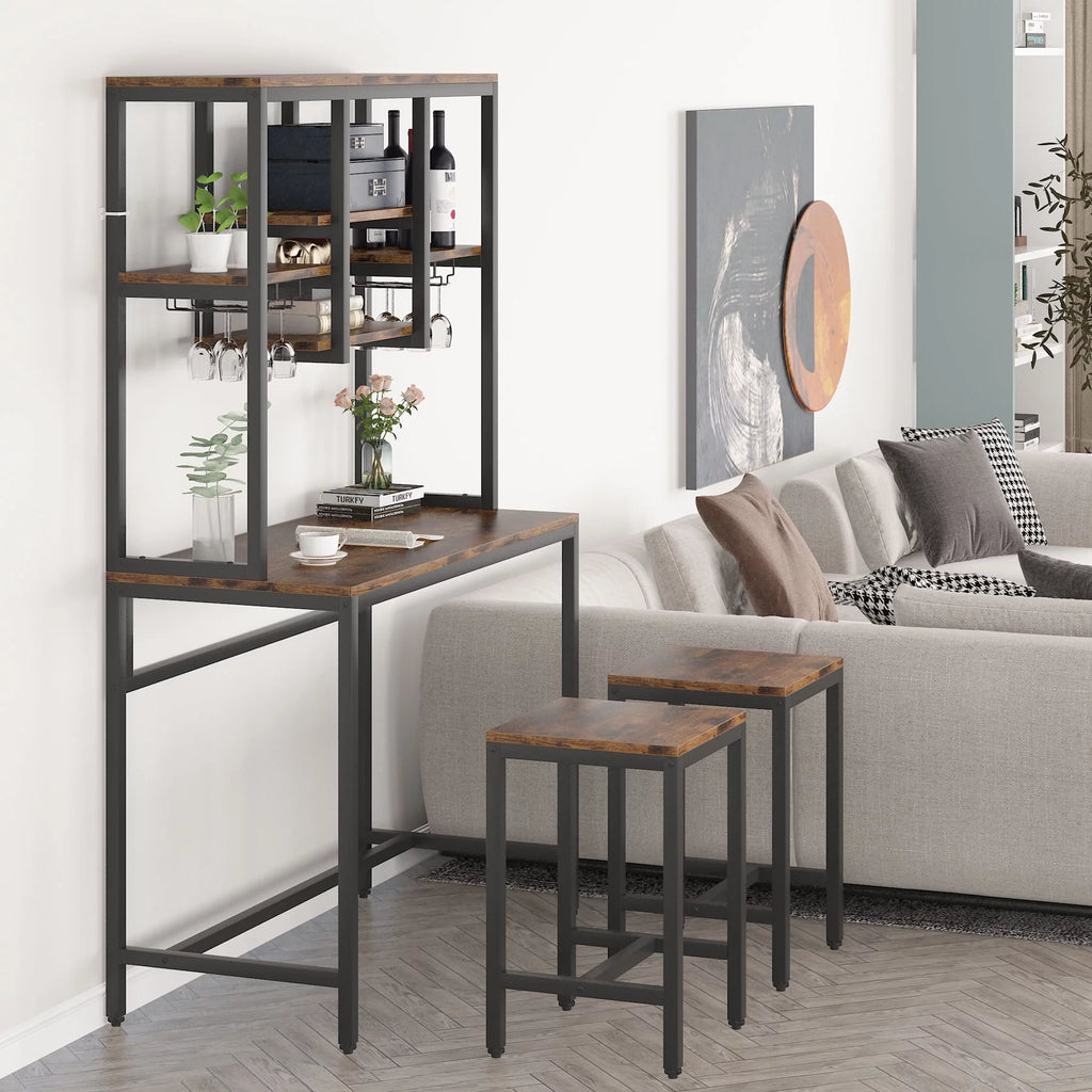 Bar Table and Chairs Set of 2 with Storage L3365