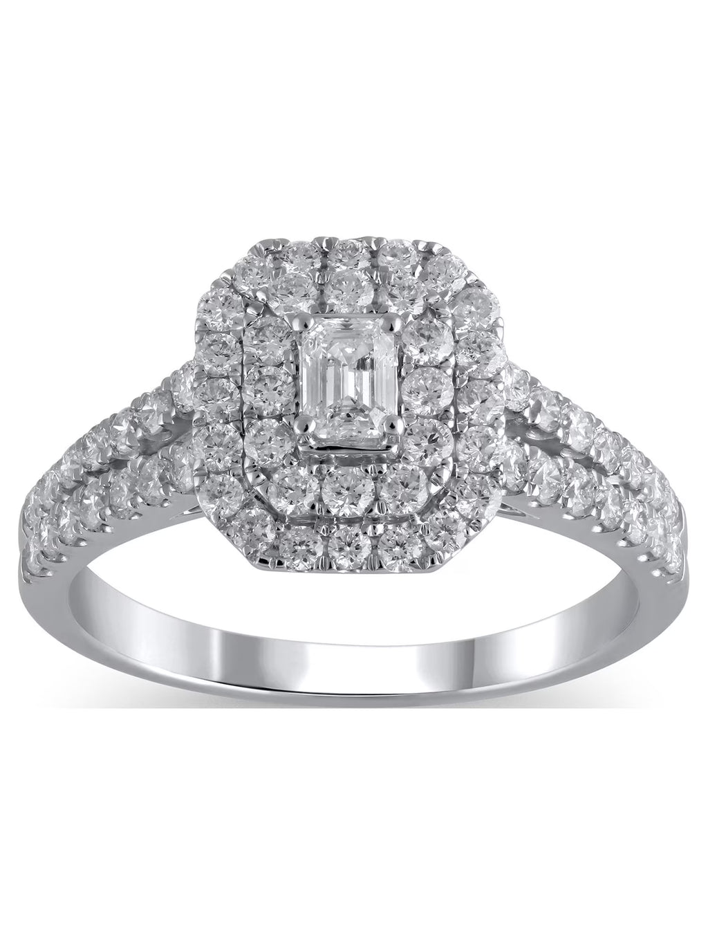 Emerald Cut Diamond Engagement Ring in 10kt White Gold V59893