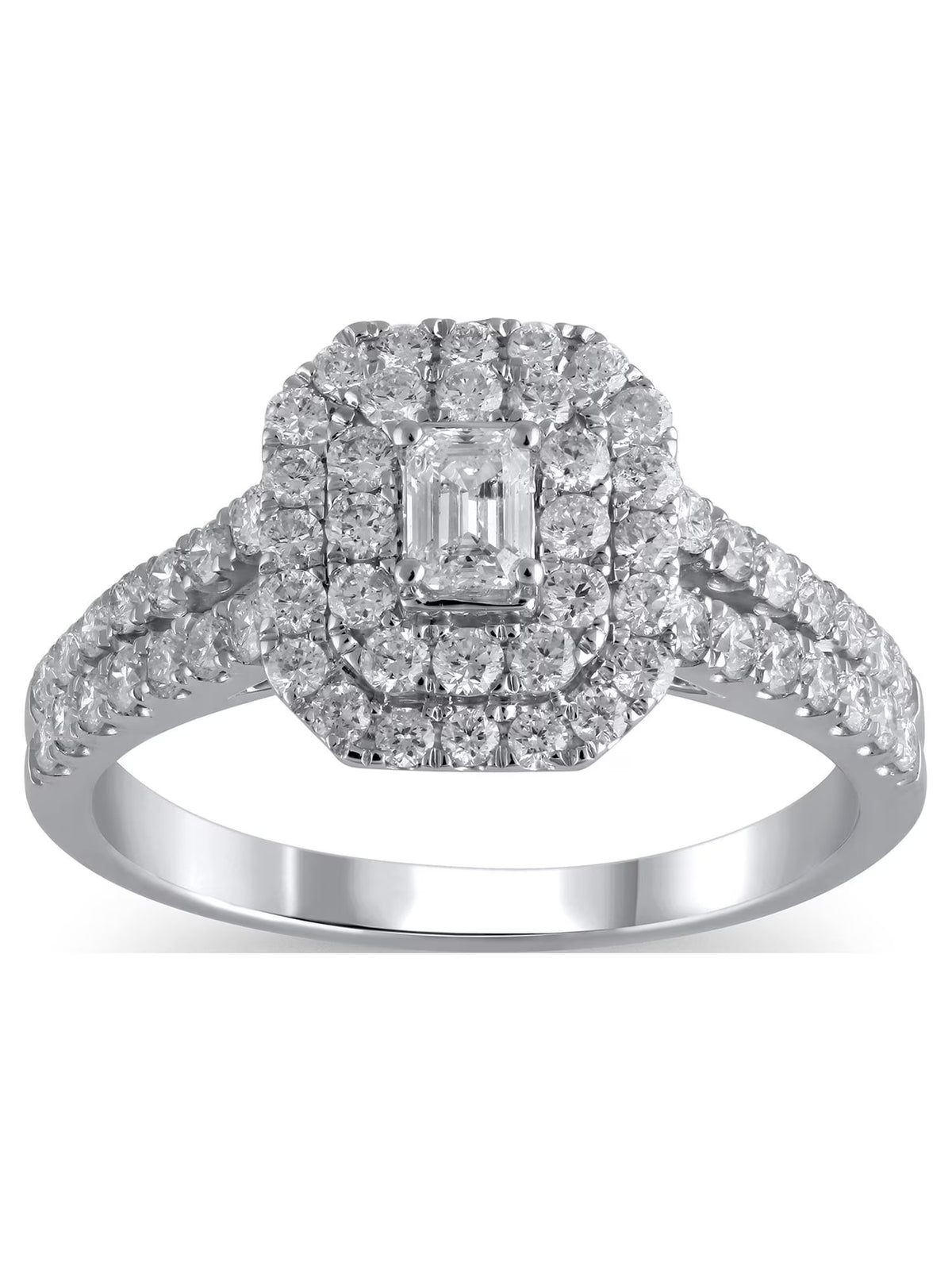 Emerald Cut Diamond Engagement Ring in 10kt White Gold V59893