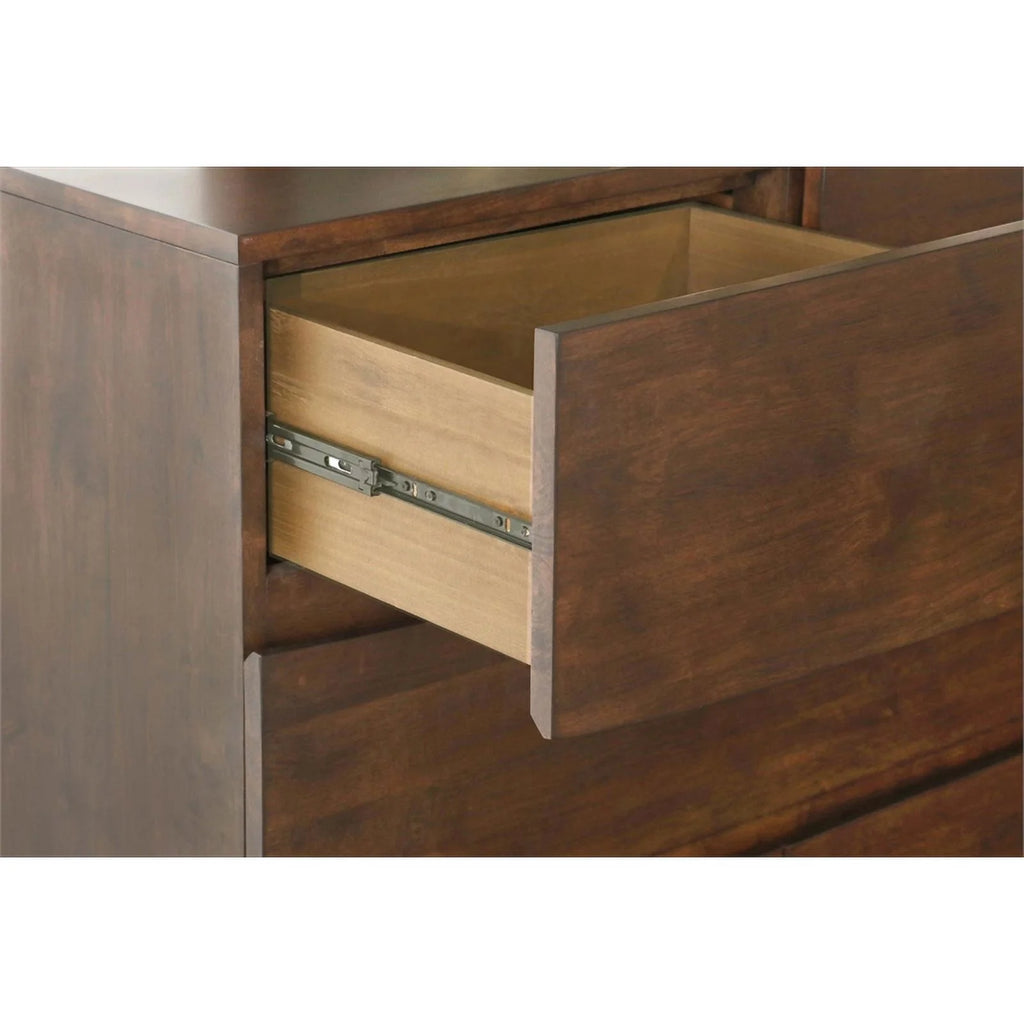 6 Drawer Modern Wood Rectangular Dresser in Dark Brown J22267
