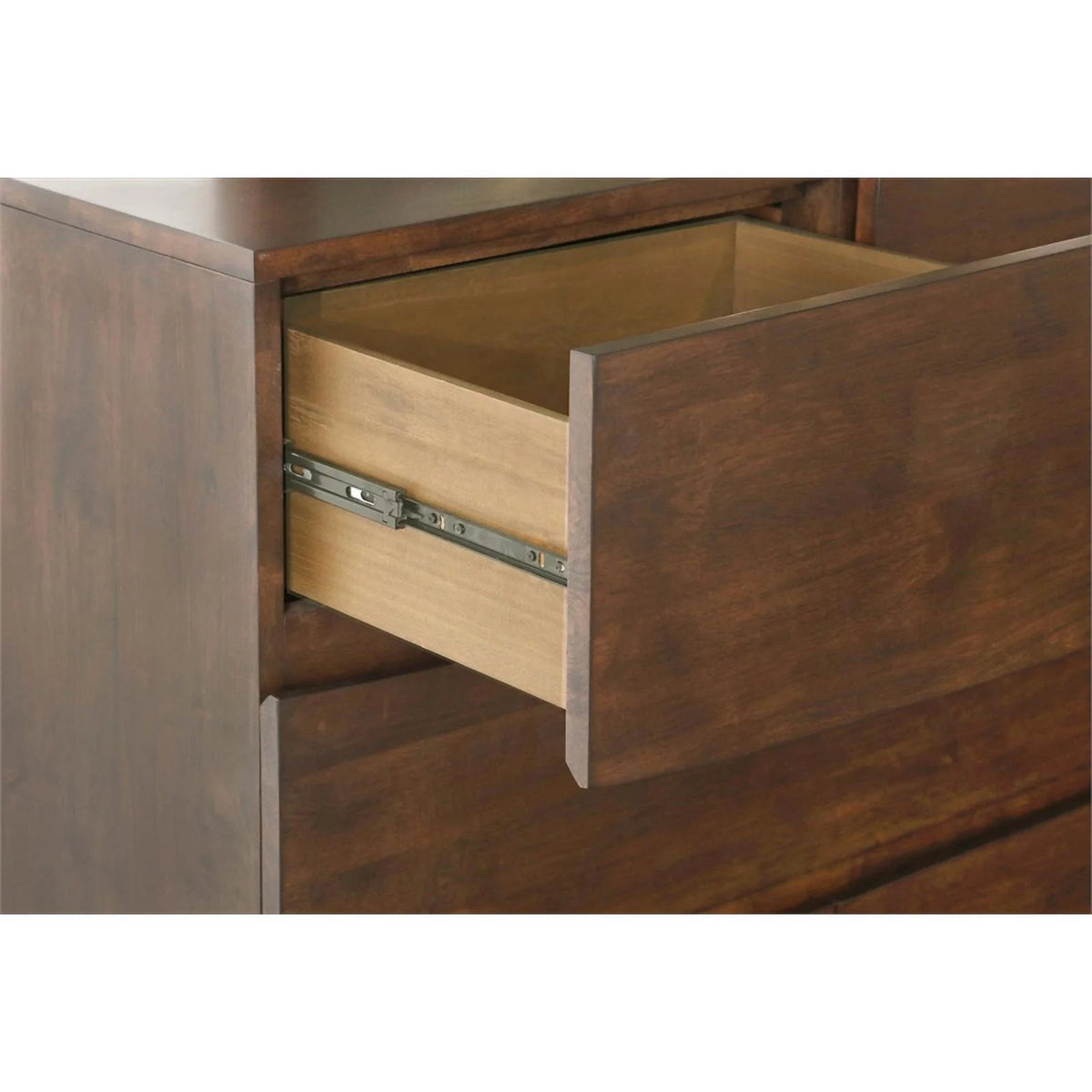 6 Drawer Modern Wood Rectangular Dresser in Dark Brown J22267