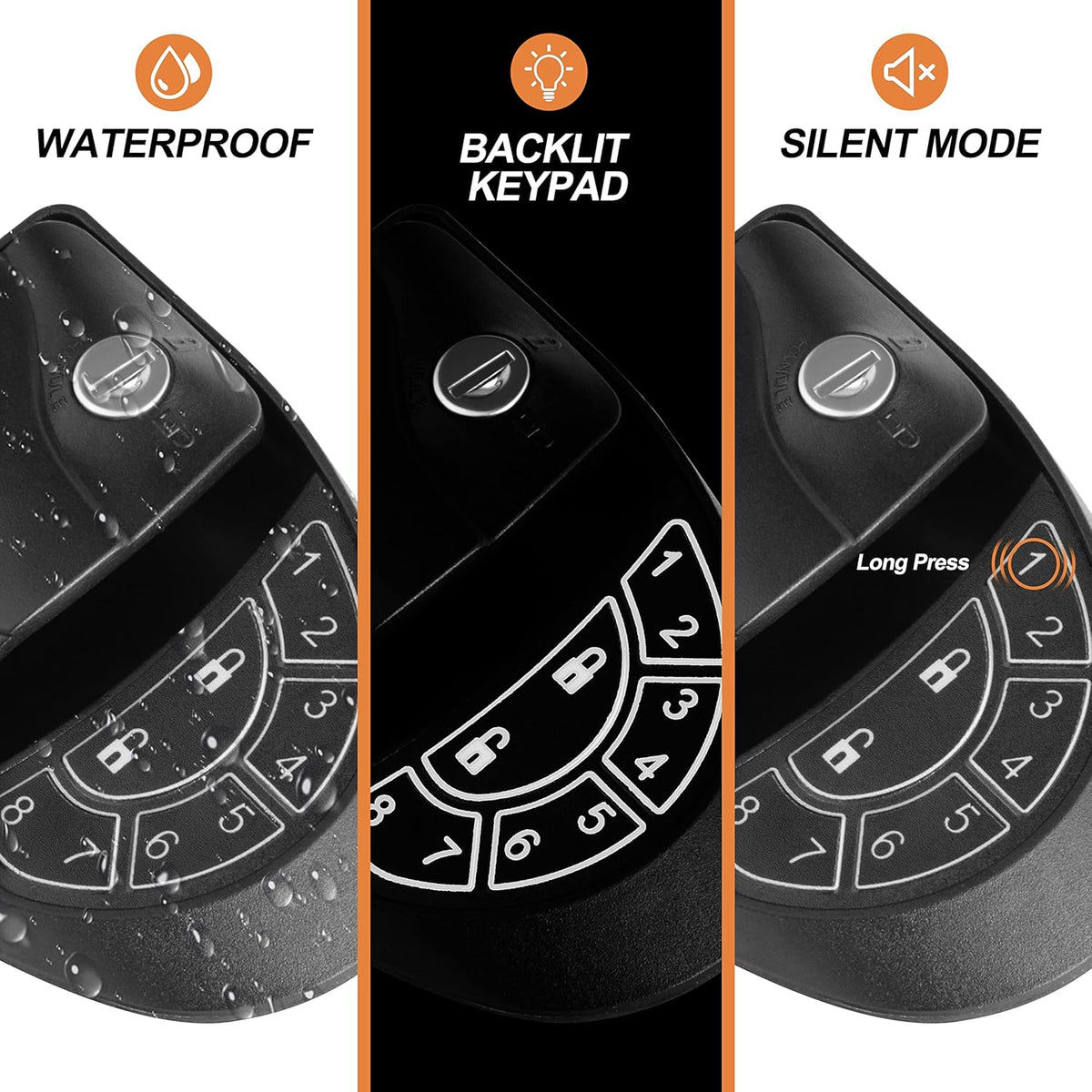 Keyless Entry Black Zinc Alloy RV Door Lock with Keypad and Remote N4073