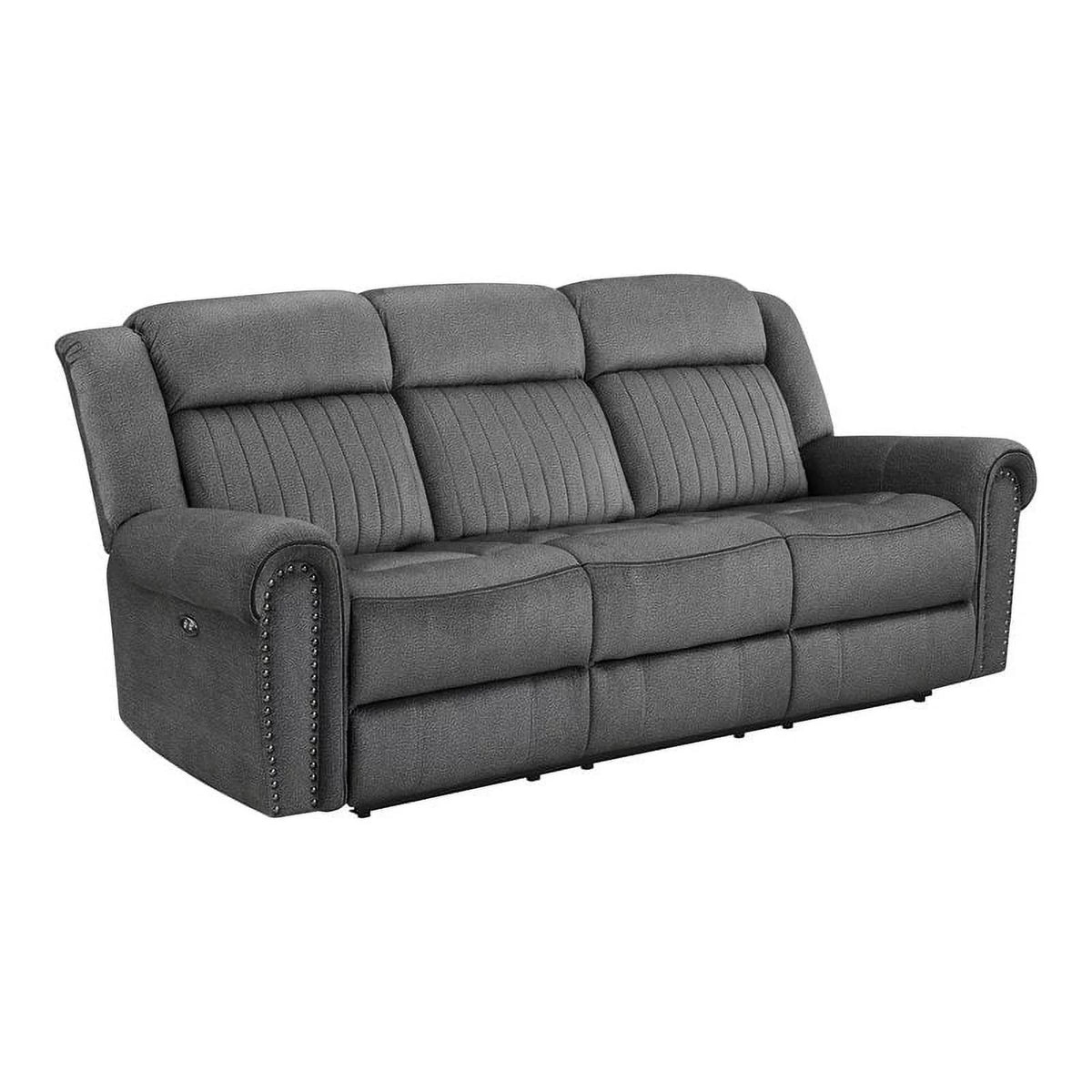 Charcoal Wood Microfiber Double Reclining Sofa M178