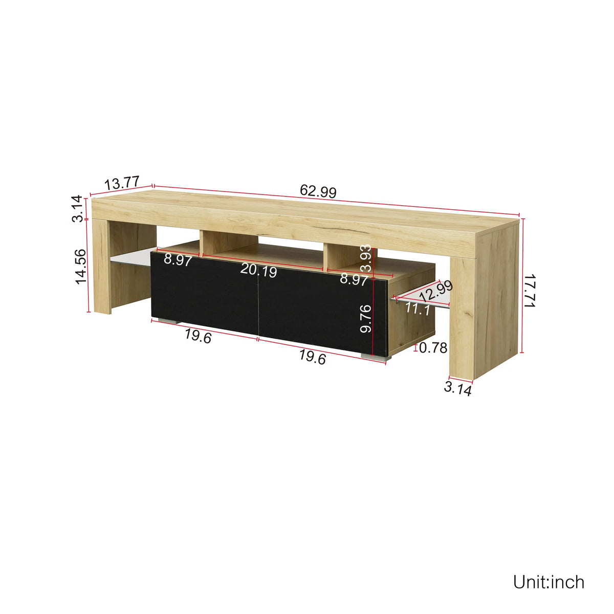 White LED TV Stand with Remote Control U224734