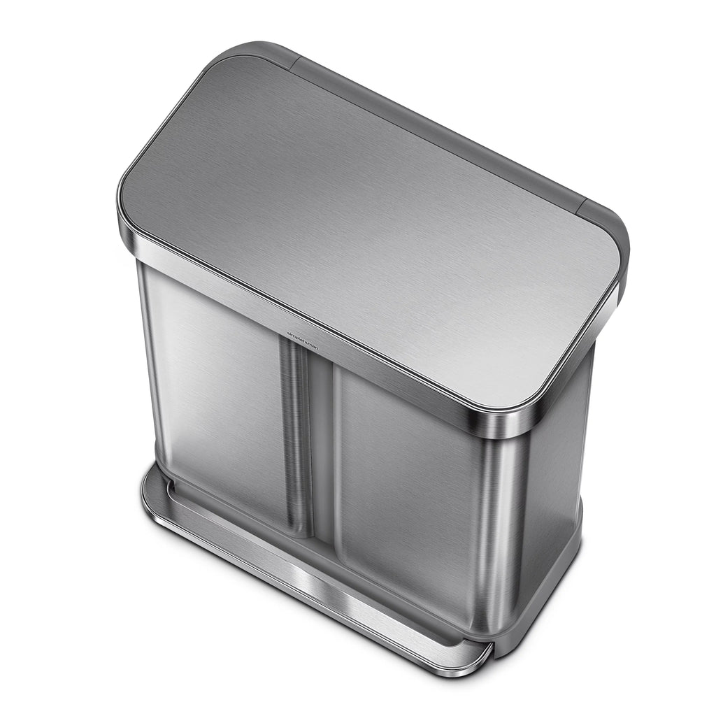 58 Liter Stainless Steel Dual Compartment Recycler Step Trash Can J821962