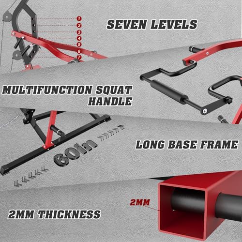 Leverage Gym Power Rack Squat Rack with LAT Low Row System Home Gym System Workout Station 2:1 Ratio O9866