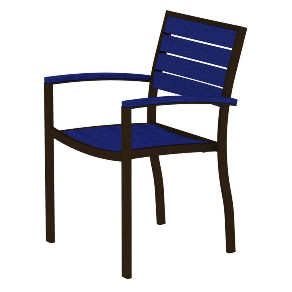 Euro Dining Arm Chair Satin White Pacific Blue P3594