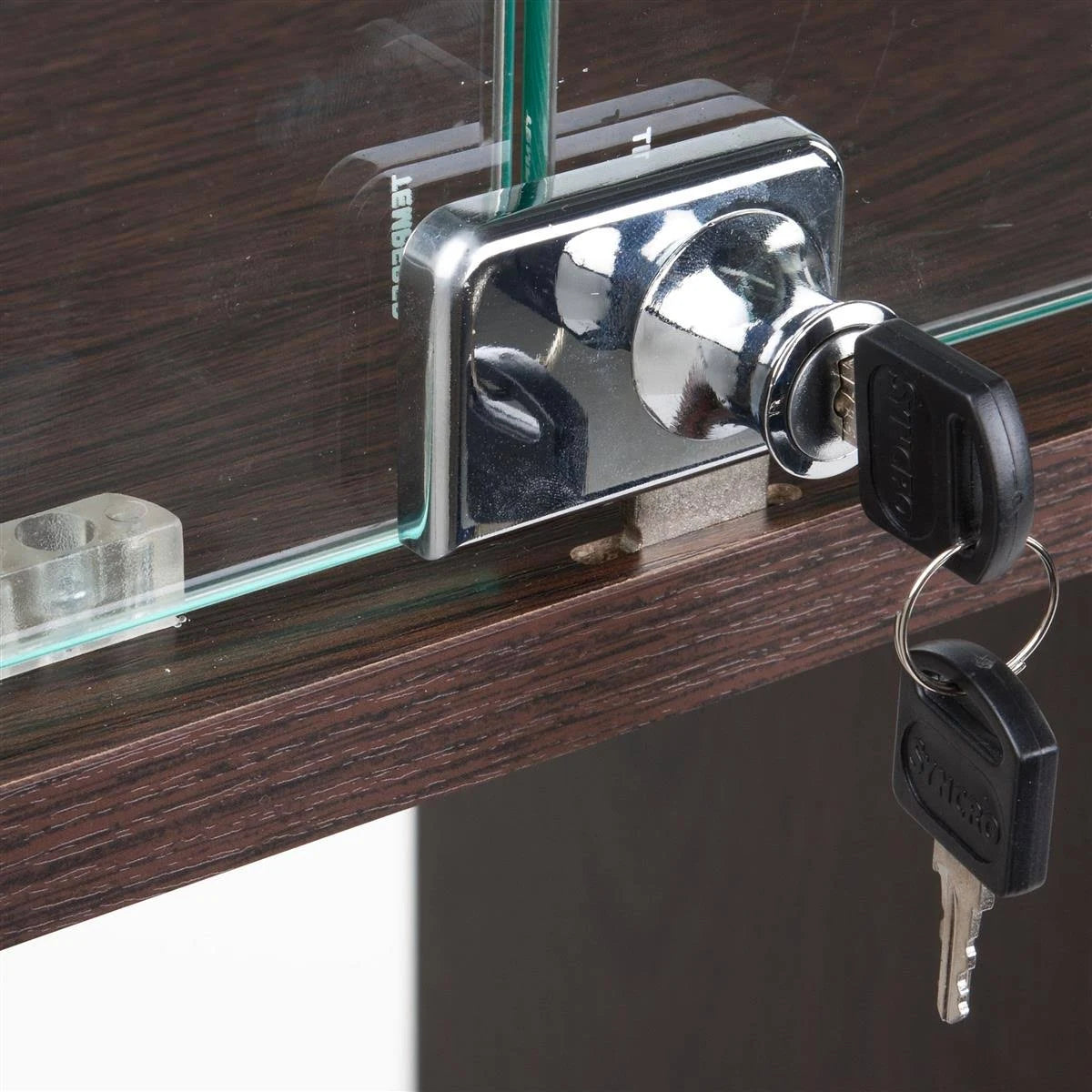 Display Case with Tempered Glass Panels and Hinged Doors A898