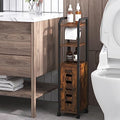 Black Bathroom Storage Cabinet with 4 Wheels and Adjustable Shelf E95059