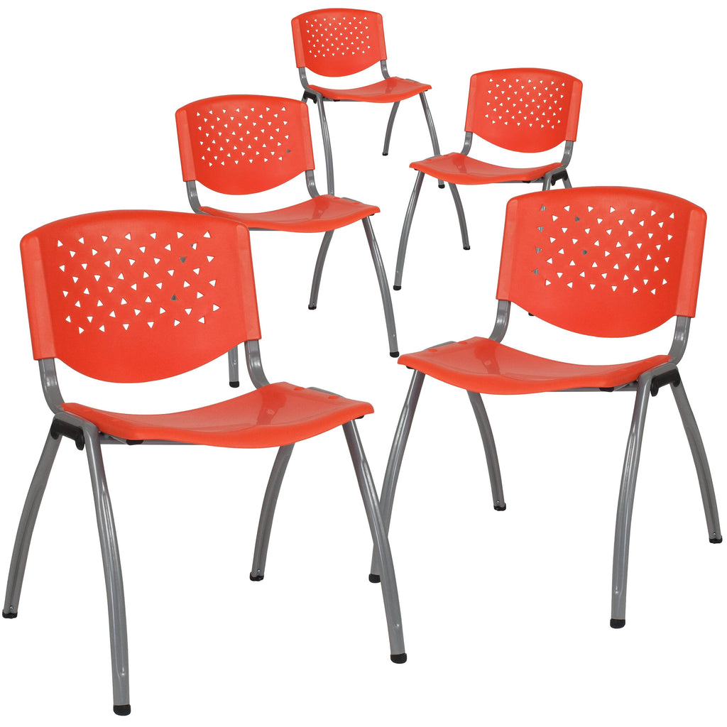 Green Plastic Stack Chair with Titanium Frame P8185