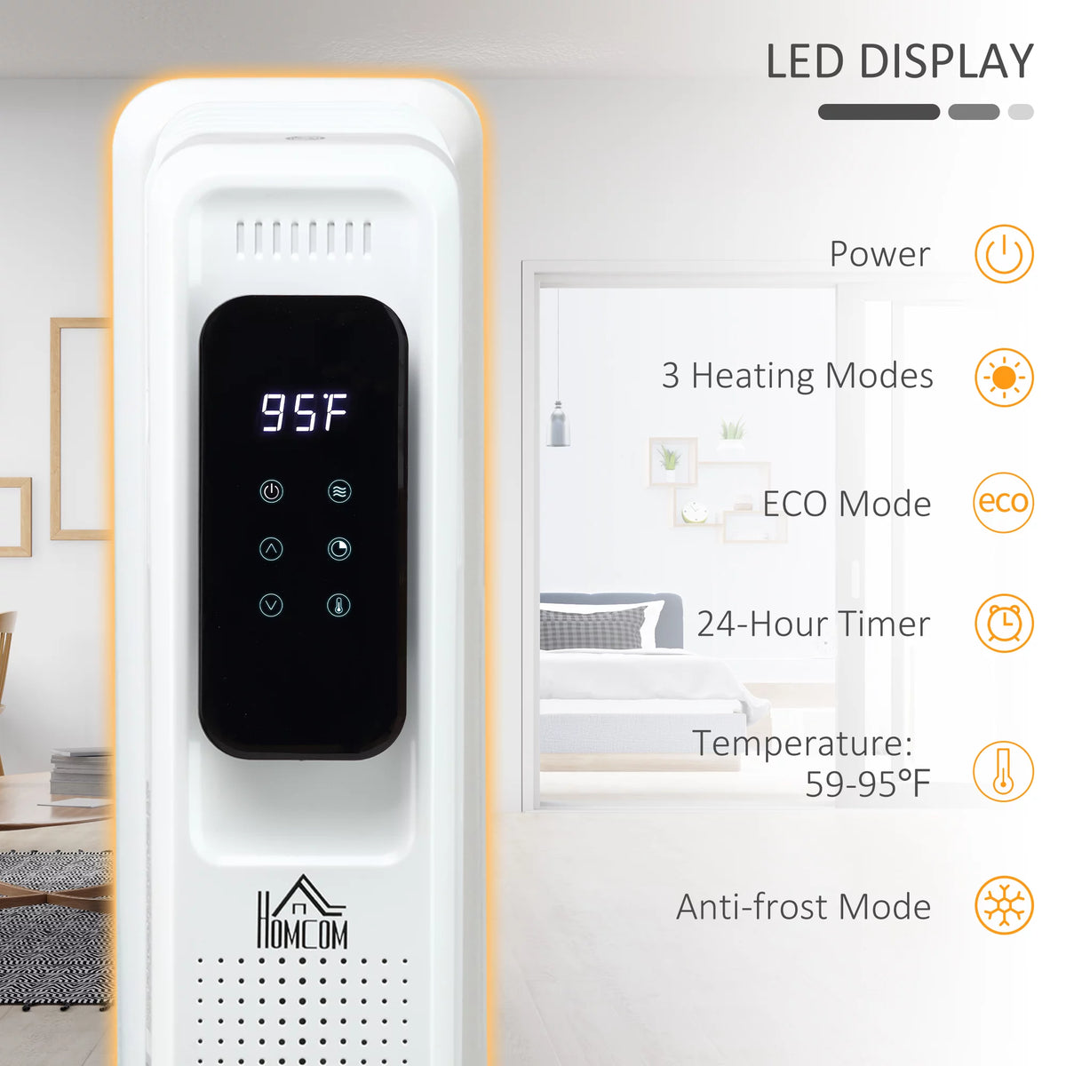 White 1500 W Electric Space Heater with 3 Modes and Timer T58963