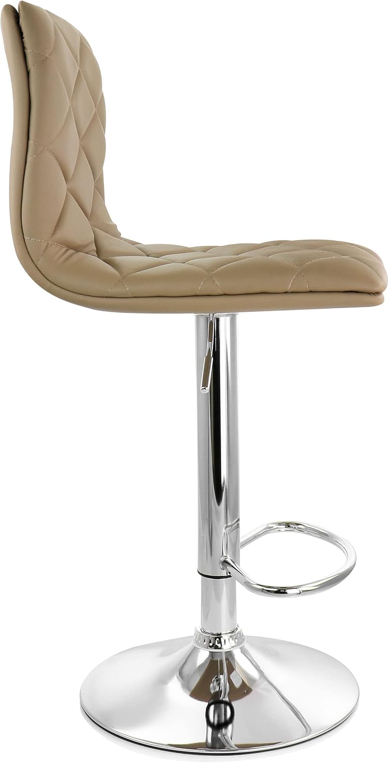 2 Piece Adjustable Faux Leather Bar Stool in Camel with Chrome Base K82540
