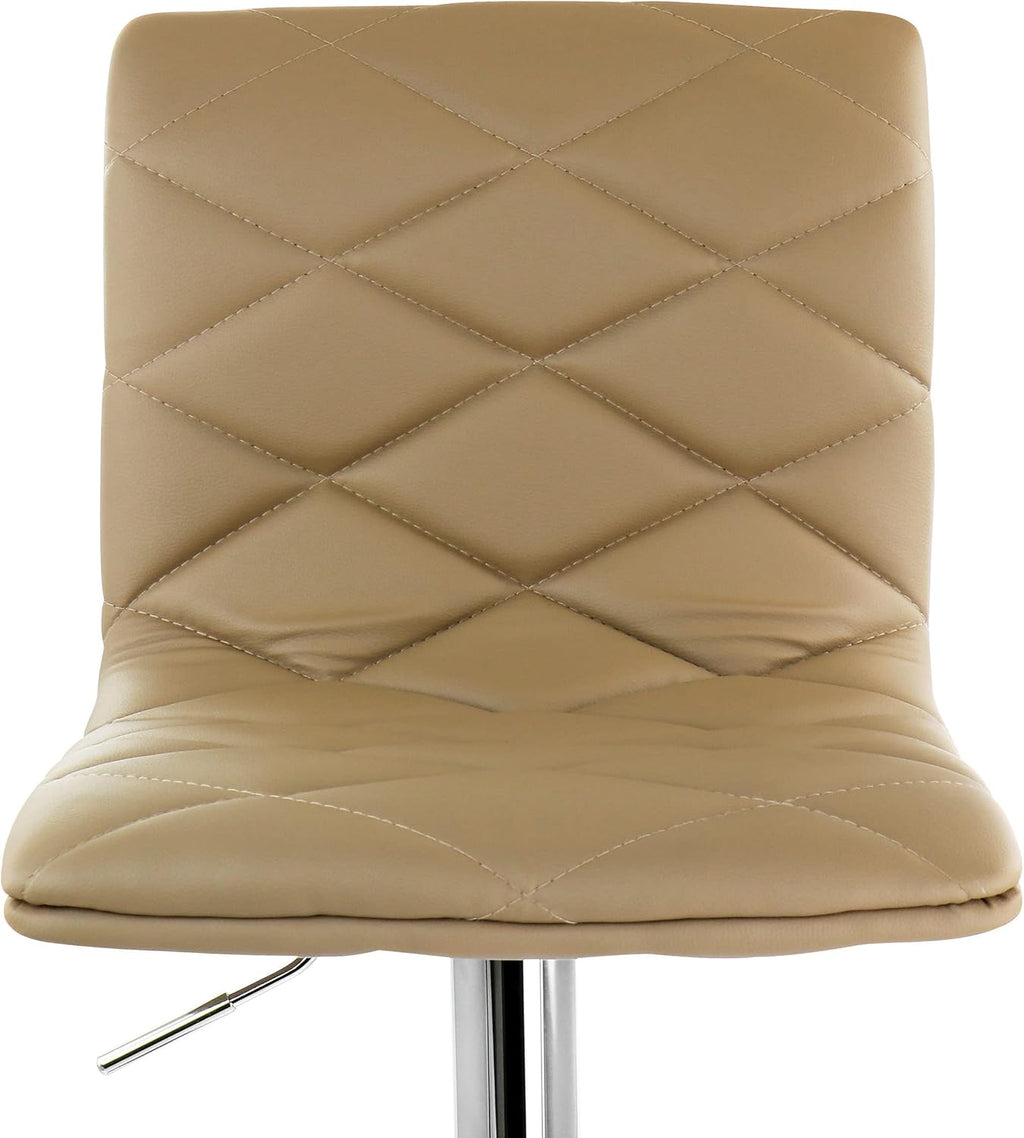 2 Piece Adjustable Faux Leather Bar Stool in Camel with Chrome Base K82540