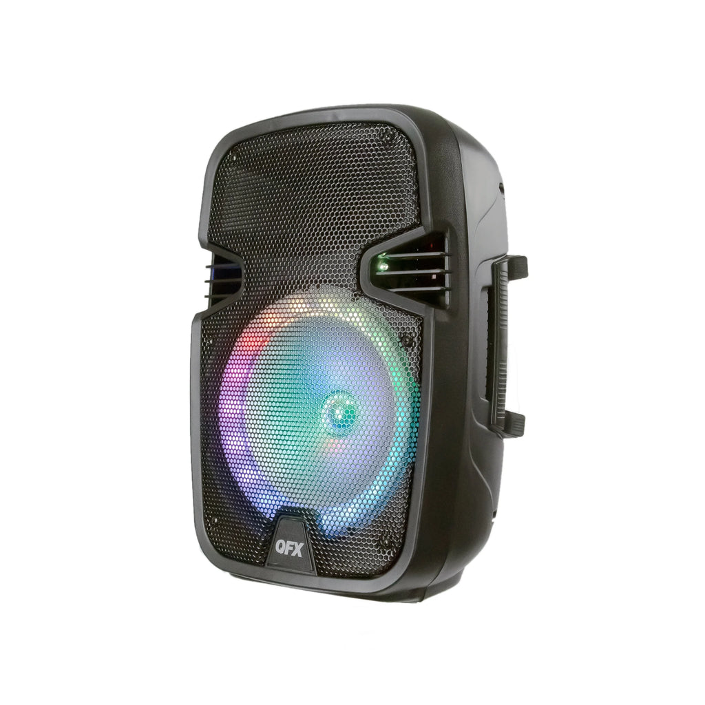 8” Bluetooth Rechargeable Speaker with LED Party Lights and Wired Microphone U190598