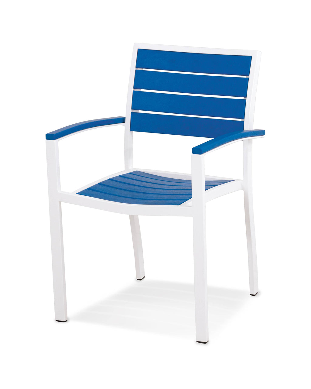 Euro Dining Arm Chair Satin White Pacific Blue P3594