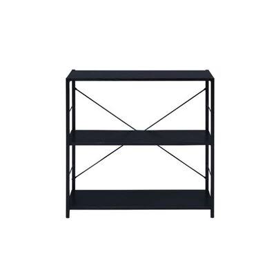 Black Bookcase with Wooden Partition P858