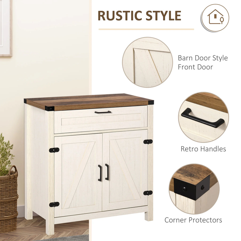 White Wooden Sideboard Buffet Cabinet with Drawer and Adjustable Shelf C64494