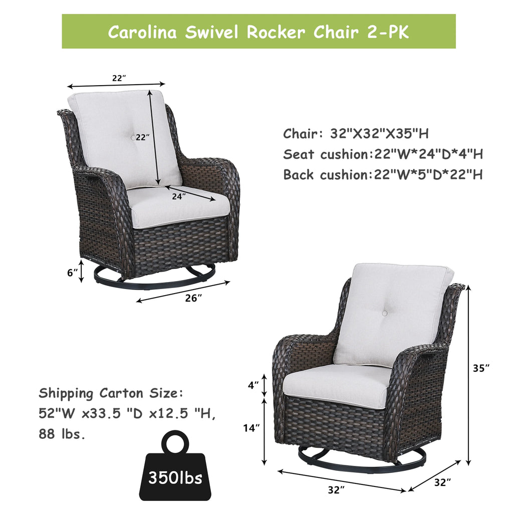 Brown Wicker Swivel Glider Club Chairs Set of 2 S45608