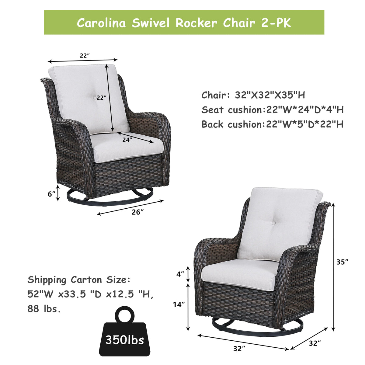 Brown Wicker Swivel Glider Club Chairs Set of 2 S45608